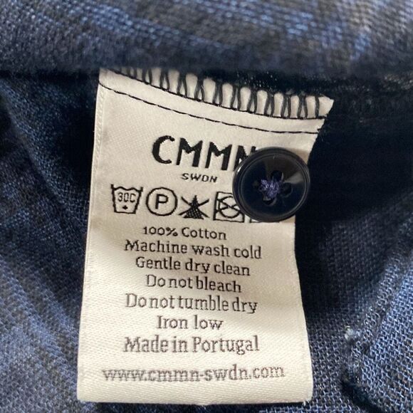 CMMN SWDN Blue Plaid Short Sleeve Shirt Collared Cotton Pullover Lightweight Blu - Picture 11 of 12